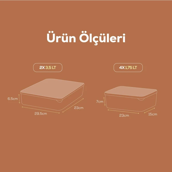 Vienev 6'lı Bella Buzdolabı Düzenleyici Antrasit 2x(3,5 Li̇tre) 4x(1,75 Li̇tre)
