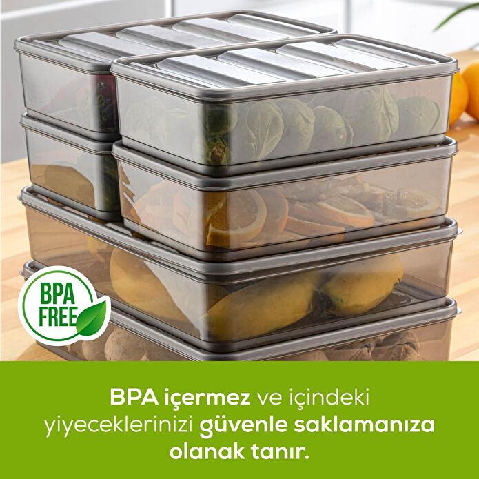 Vienev 6'lı Bella Buzdolabı Düzenleyici Antrasit 2x(3,5 Li̇tre) 4x(1,75 Li̇tre)