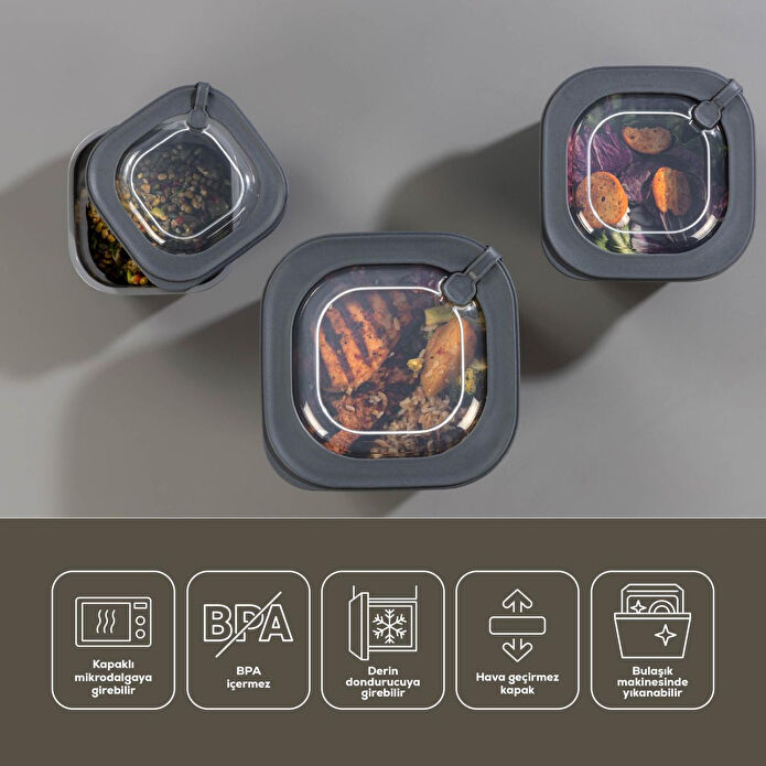 Vienev 12'li 4x(600-1100-1800 Ml) Mikrodalga Ve Difrize Uygun Vip Kapaklı Özel Saklama Kabı Seti Renkli