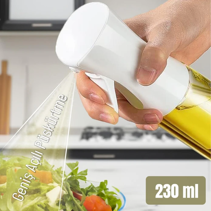 Vienev Airfryer Sprey Yağdanlık Cam Şişe - Izgara Fritöz Salata Yağ Püskürtücü Beyaz