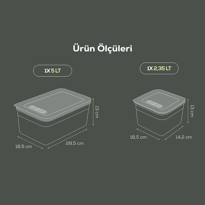 Vienev 4'lü Hava Kanallı Ayarlanabilir Sebze Ve Meyve Saklama Kabı 2x(2,35-5 lt) yeşil