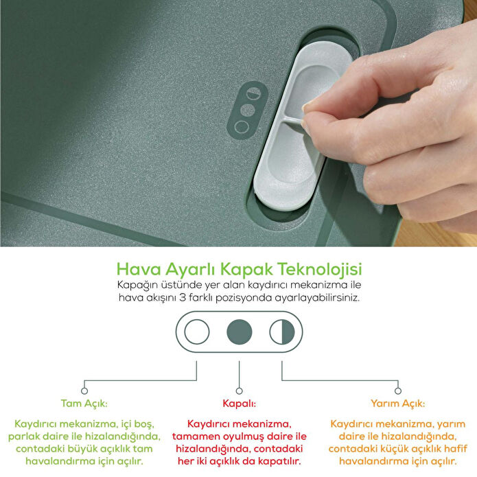 Vienev 10'lu Hava Kanallı Ayarlanabilir Sebze Ve Meyve Saklama Kabı 4x(1,15 Lt) 2x(2,35-3,8-5 lt) yeşil