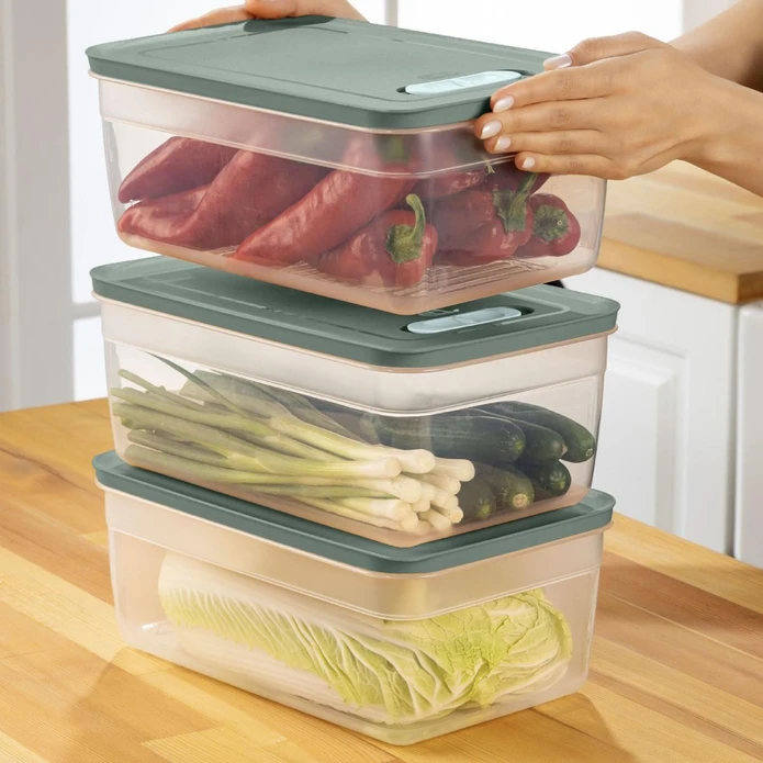 Vienev 3'lü Ayarlı Sebze Ve Meyve Saklama Kabı Yeşil 5 Litre