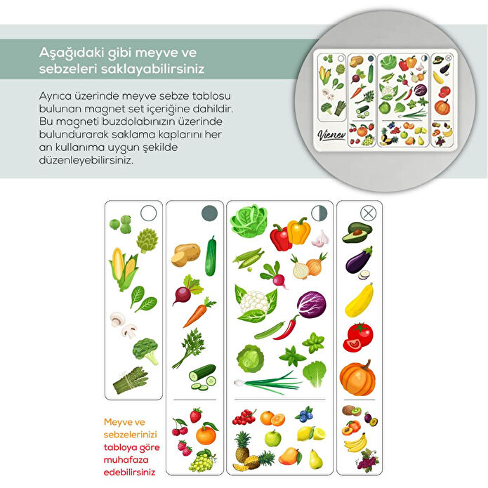 Vienev 6'lı Ayarlı Sebze Ve Meyve Saklama Kabı Mint 2x(2,5-3,8-5 Li̇tre)