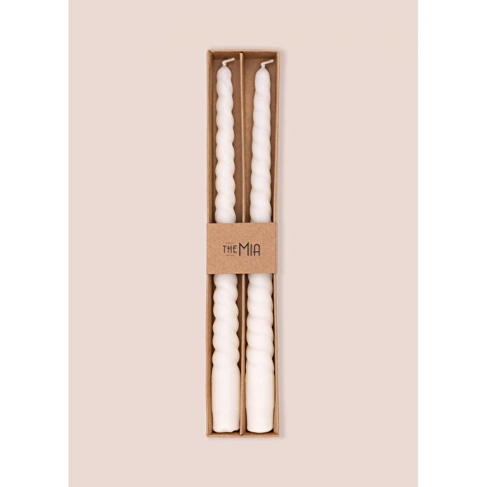 The Mia Burgu Şamdan Mumu 2li Set Krem 29 Cm
