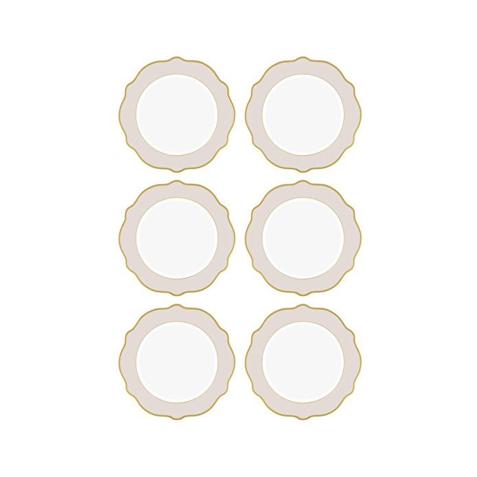 The Mia Jaswely Pasta Tabağı 6 Parça Kum Beji 21 Cm
