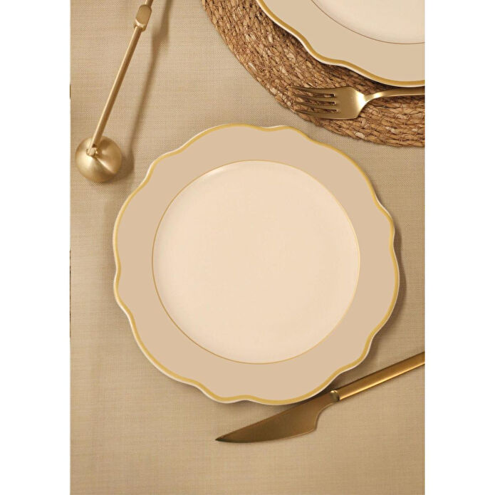 The Mia Jaswely Pasta Tabağı 6 Parça Kum Beji 21 Cm