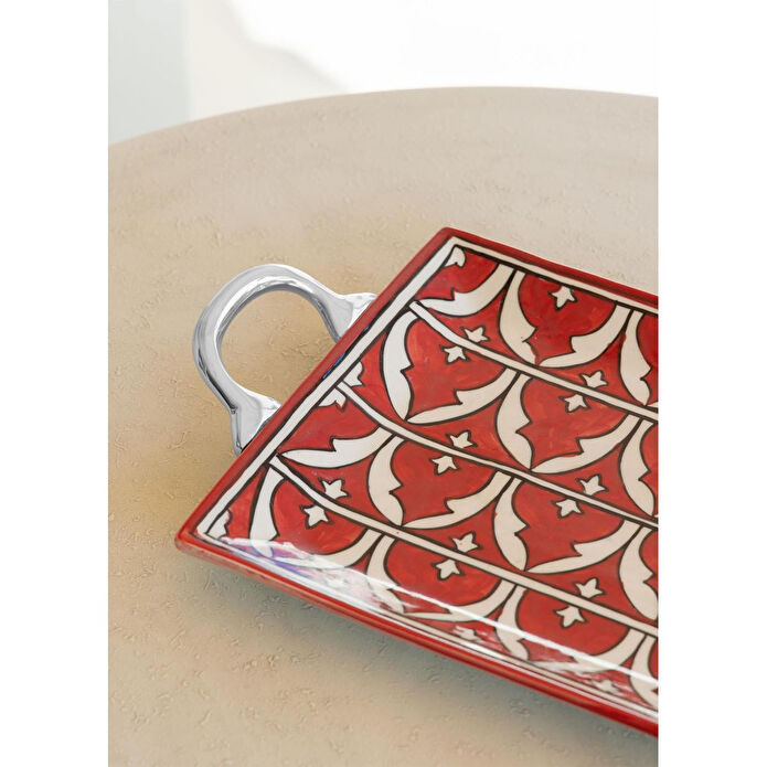 The Mia Corallo Servis Tepsisi Kırmızı 47x27 Cm
