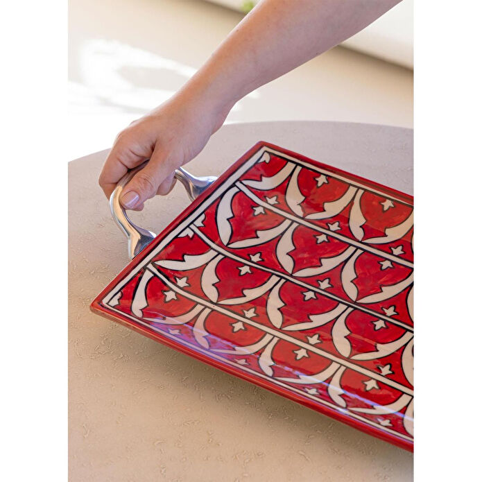 The Mia Corallo Servis Tepsisi Kırmızı 47x27 Cm
