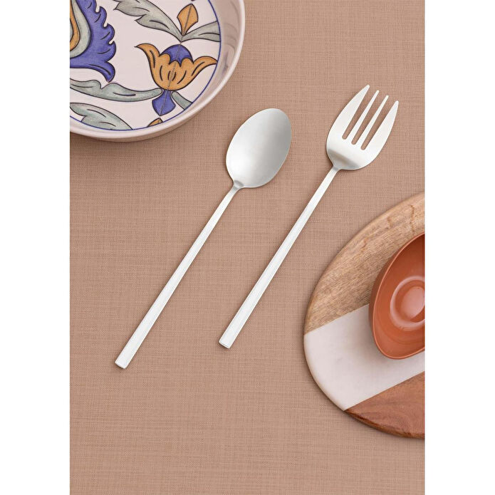 The Mia Bianco Salata Servis Takımı Gümüş 2 Parça Ckb0246