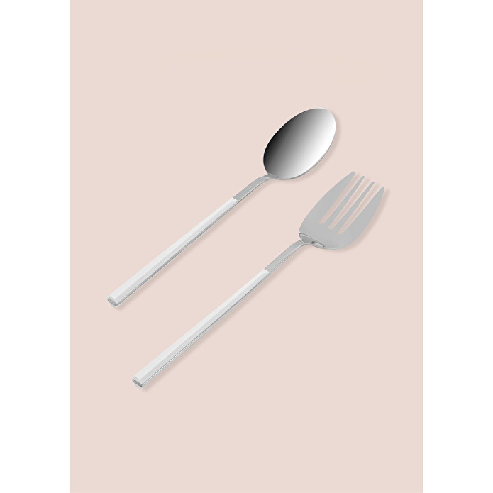 The Mia Bianco Salata Servis Takımı Gümüş 2 Parça Ckb0246