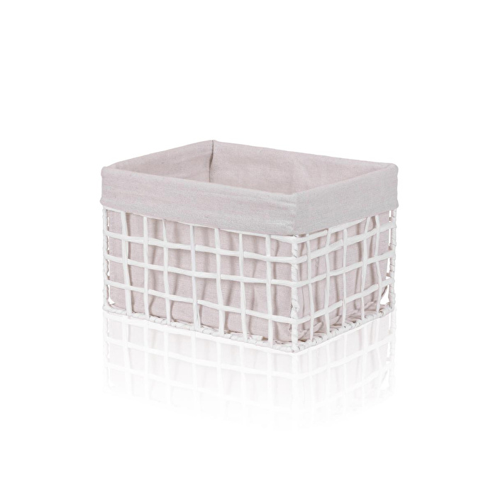 The Mia Braid Hasır Organizer Sepet Beyaz 30x22x19 Cm