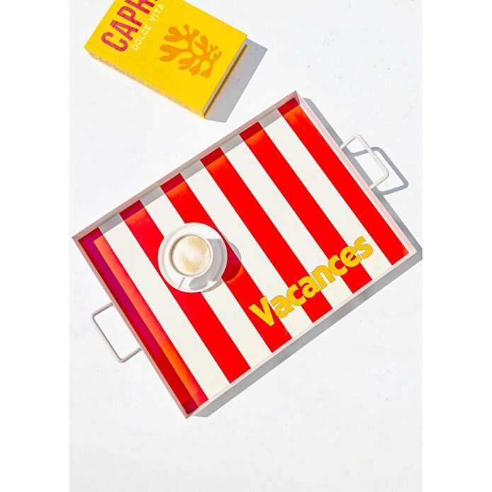 The Mia Vacanses Dekoratif Metal Tepsi 40x30 Cm