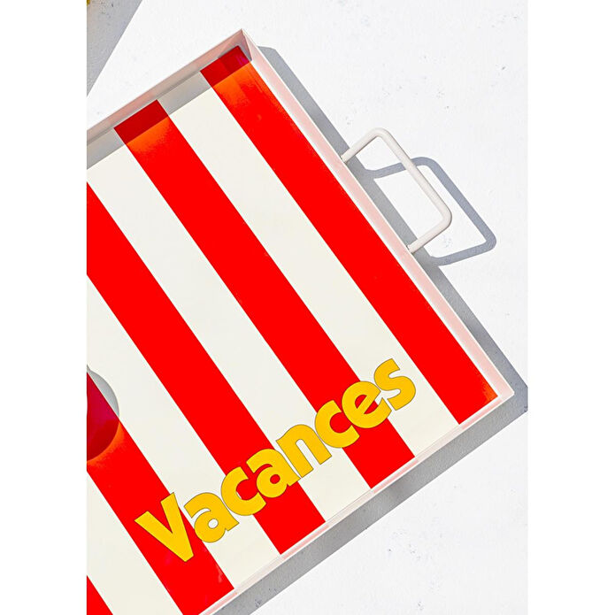 The Mia Vacanses Dekoratif Metal Tepsi 40x30 Cm