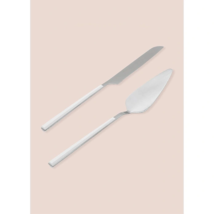 The Mia Bianco Pasta Servis Takımı Gümüş 2 Parça Ckb0249