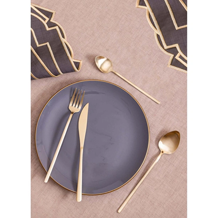 The Mia Giallo Çatal Kaşık Bıçak Takımı Mat Gold 24 Parça