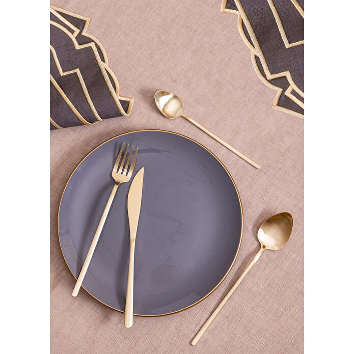 The Mia Giallo Çatal Kaşık Bıçak Takımı Mat Gold 24 Parça