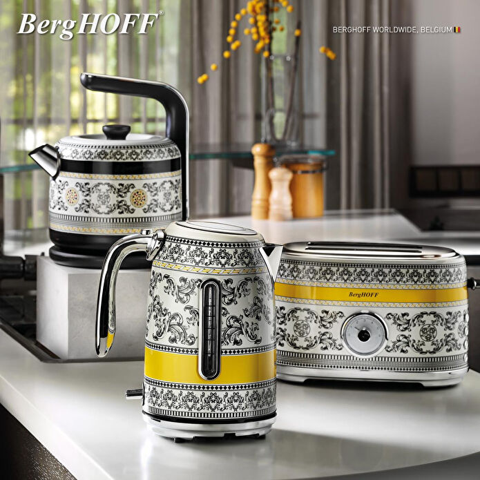 Berghoff Gem Royal Margery Siyah Sarı Desenli İki Dilim Ekmek Kızartma Makinesi