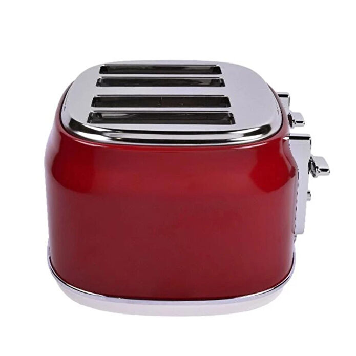 Berghoff Gem Retro 4 Dilim Ekmek Kızartma Makinesi – 1750 W, Paslanmaz Çelik Gövde | Kırmızı