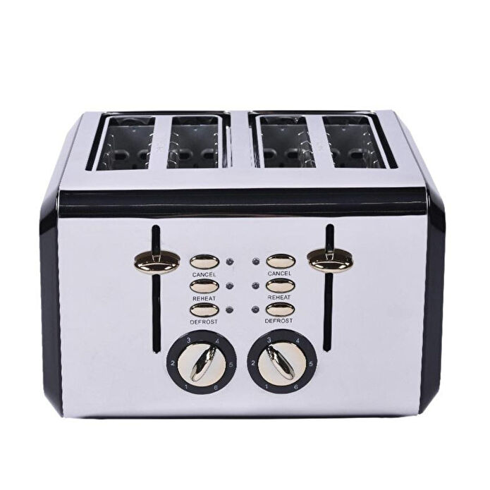 Berghoff Gem Titan Parlak Gümüş Siyah Dört Dilim Ekmek Kızartma Makinesi