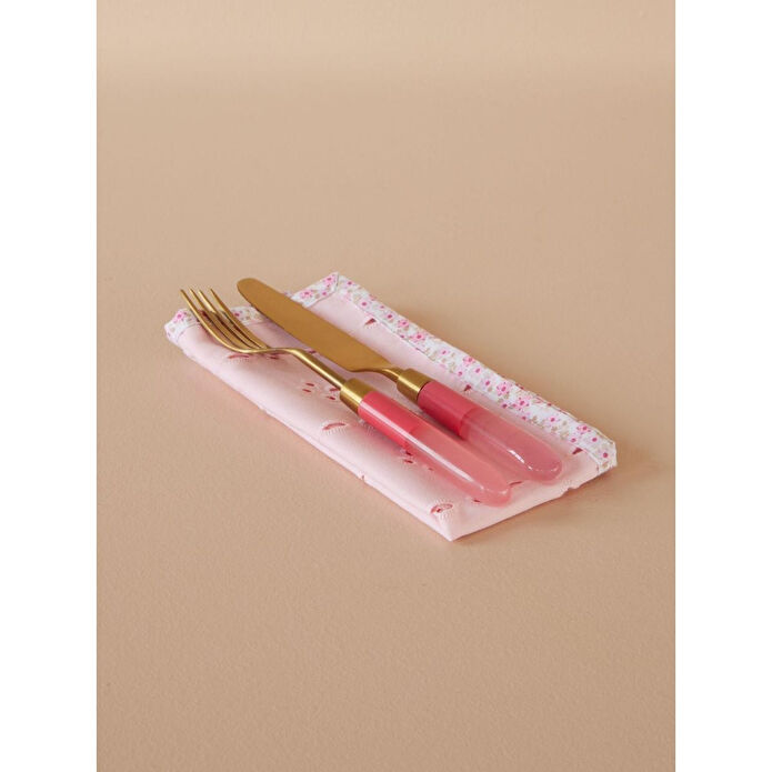 Rice Pembe Çiçekli Baskılı Peçete - 2'li Set