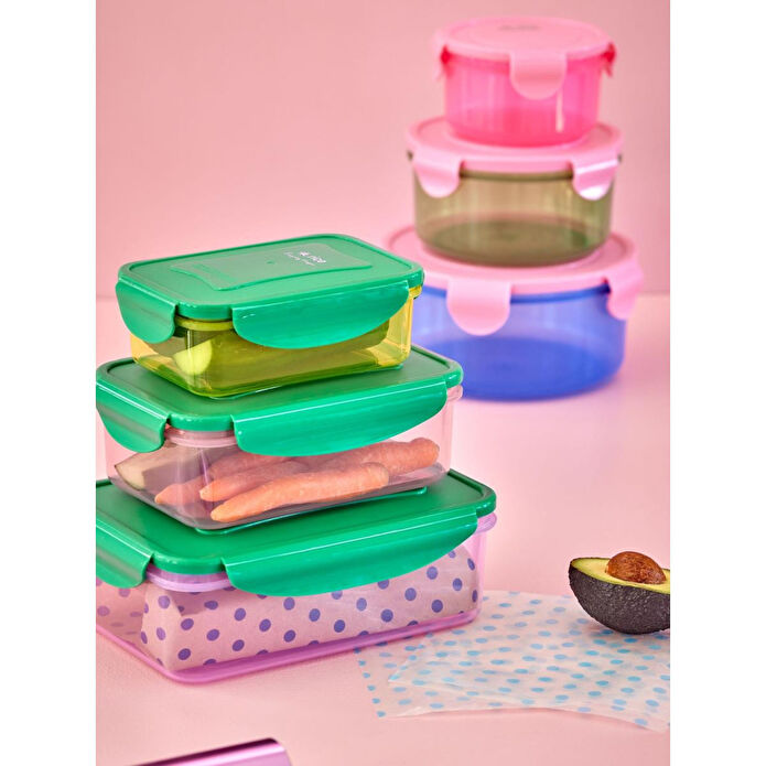 Rice Plastik 3'lü Saklama Seti - Dikdörtgen