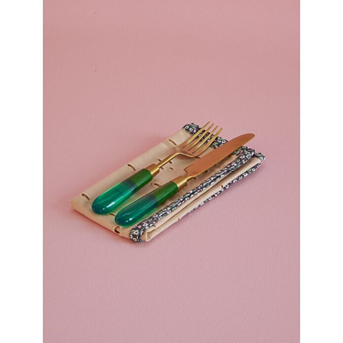 Rice Bej Çiçekli Baskılı Peçete - 2'li Set