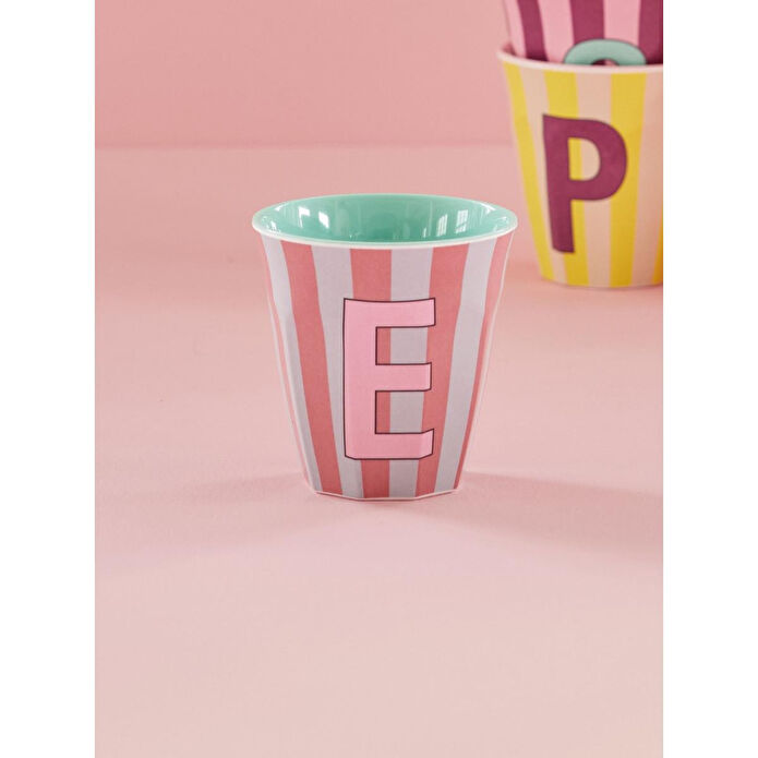 Rice Melamin Çizgili Bardak - Pembe E