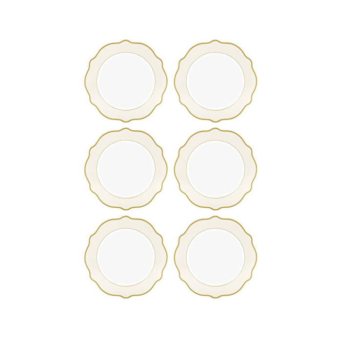 The Mia Jaswely Pasta Tabağı 6 Parça Krem 21 Cm