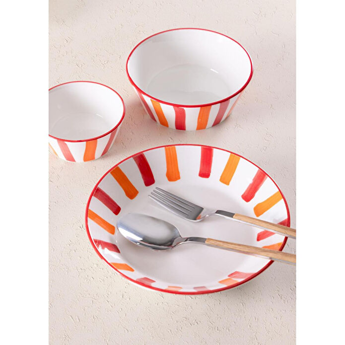 The Mia Joy Yemek Tabağı 6lı Set Kırmızı 20 Cm