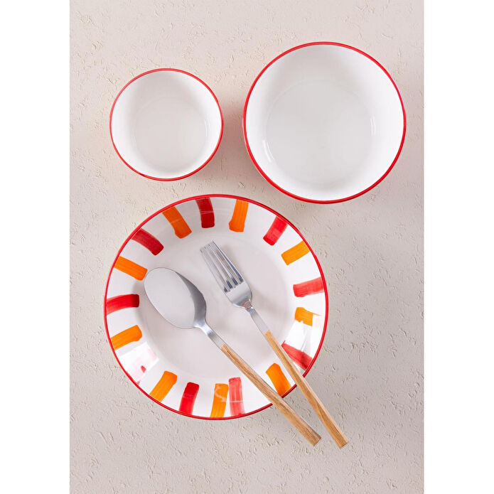 The Mia Joy Yemek Tabağı 6lı Set Kırmızı 20 Cm