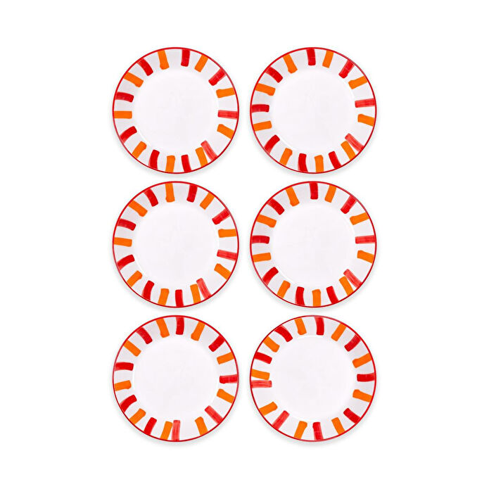 The Mia Joy Yemek Tabağı 6lı Set Kırmızı 20 Cm