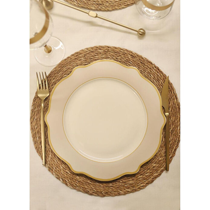 The Mia Jaswely Servis Tabağı 6 Parça Kum Beji 27 Cm