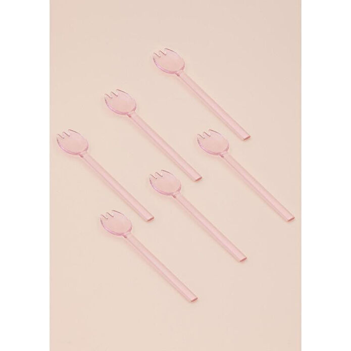The Mia Abiete Dondurma Ve Tatlı Kaşığı Pembe 6lı Set