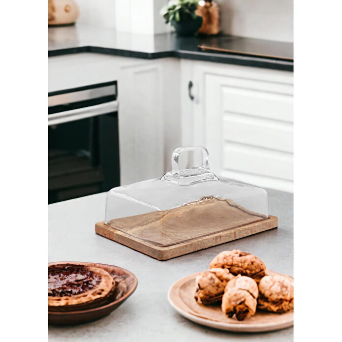 The Mia Madera Dikdörtgen Kek Saklama Fanusu 16x28x18 Cm