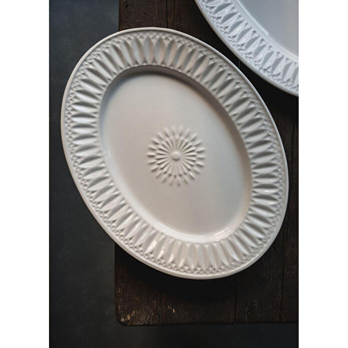 The Mia Grande Servis Tabağı Beyaz 41x31 Cm