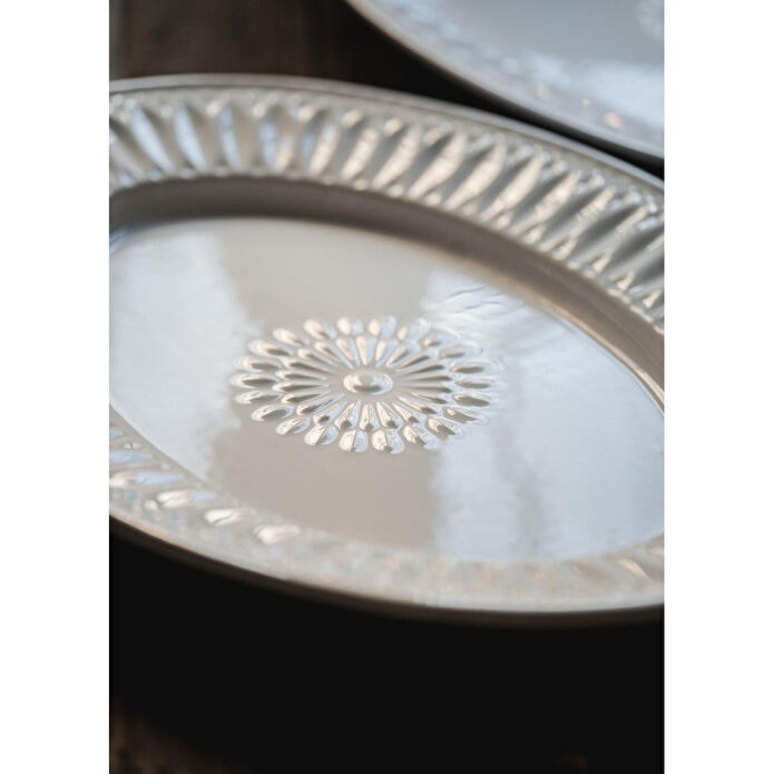 The Mia Grande Servis Tabağı Beyaz 41x31 Cm