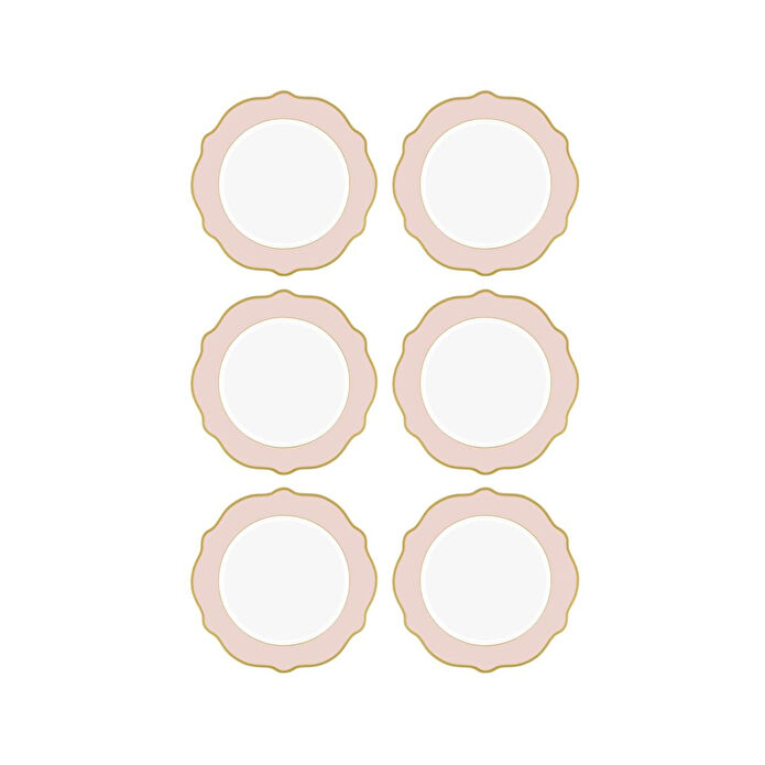 The Mia Jaswely Pasta Tabağı 6 Parça Pembe 21 Cm