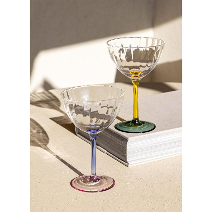 The Mia Ayaklı Cam Dondurma Kasesi Mavi Pembe 240 Ml