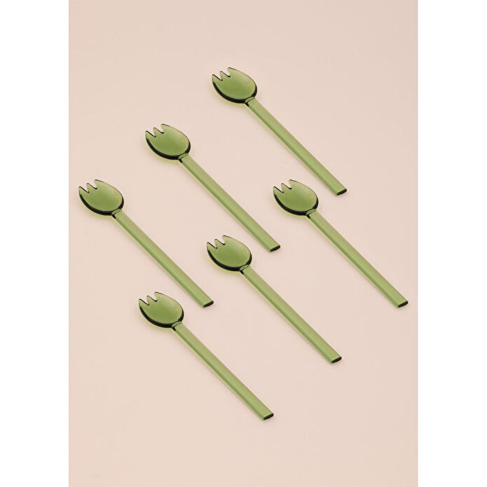 The Mia Abiete Dondurma Ve Tatlı Kaşığı Yeşil 6lı Set