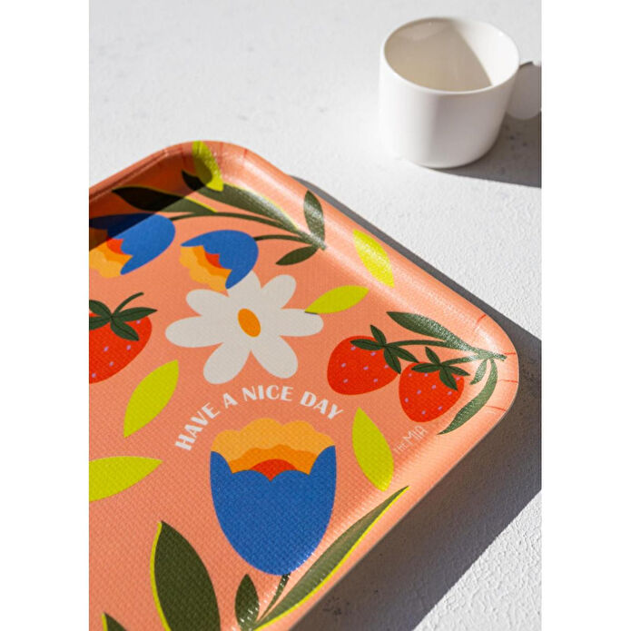 The Mia Spring Kaydırmaz Tepsi Pembe 29x20 Cm