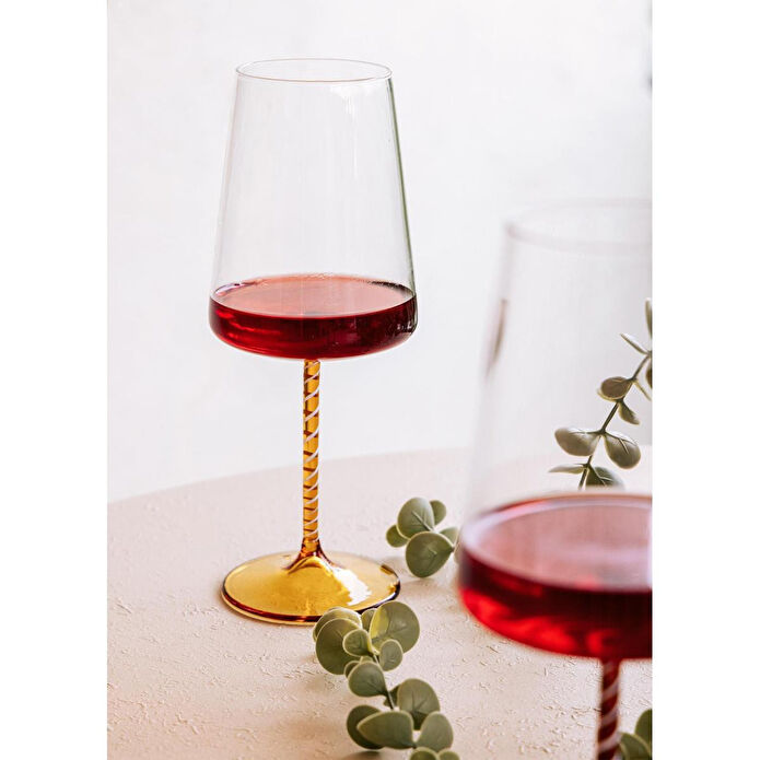 The Mia Edera Şarap Kadehi Sarı 500 Ml