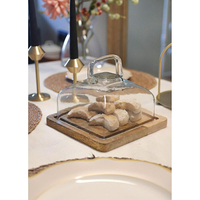 The Mia Madera Dikdörtgen Kek Saklama Fanusu 13x17x17 Cm