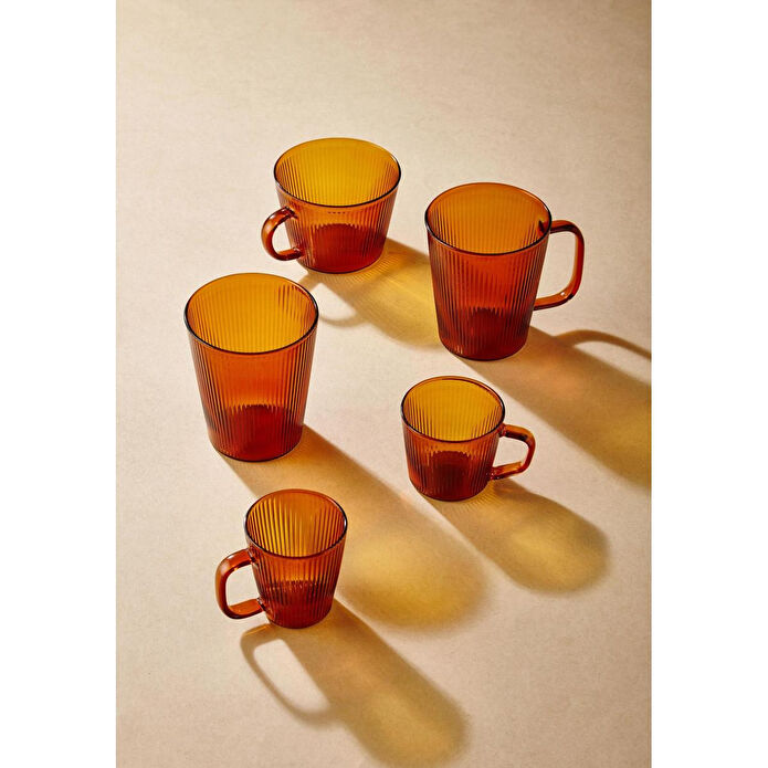 The Mia Striped Borosilikat Cam Bardak Amber 400 Ml