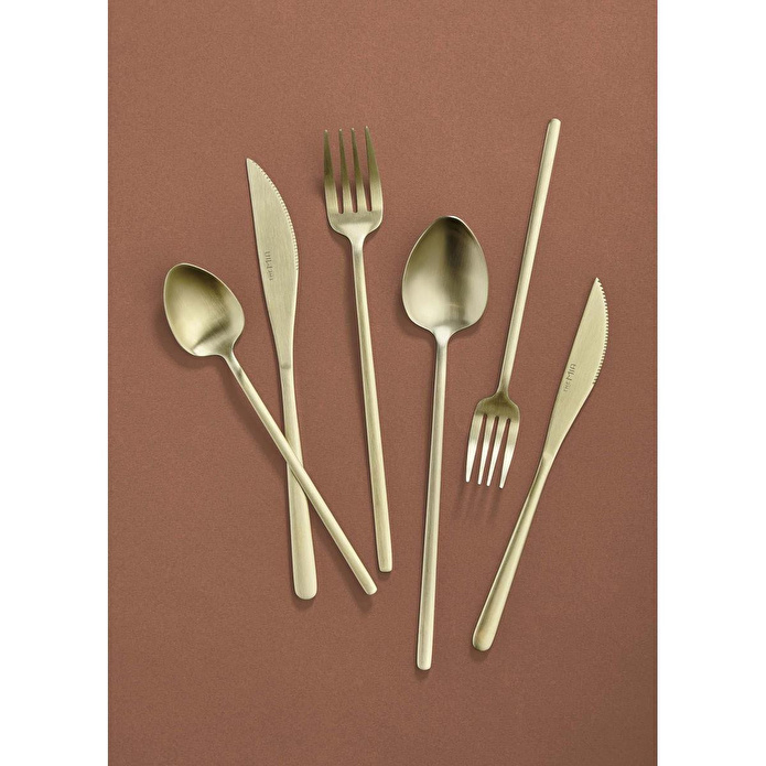 The Mia Giallo Çatal Kaşık Bıçak Takımı Mat Gold 36 Parça