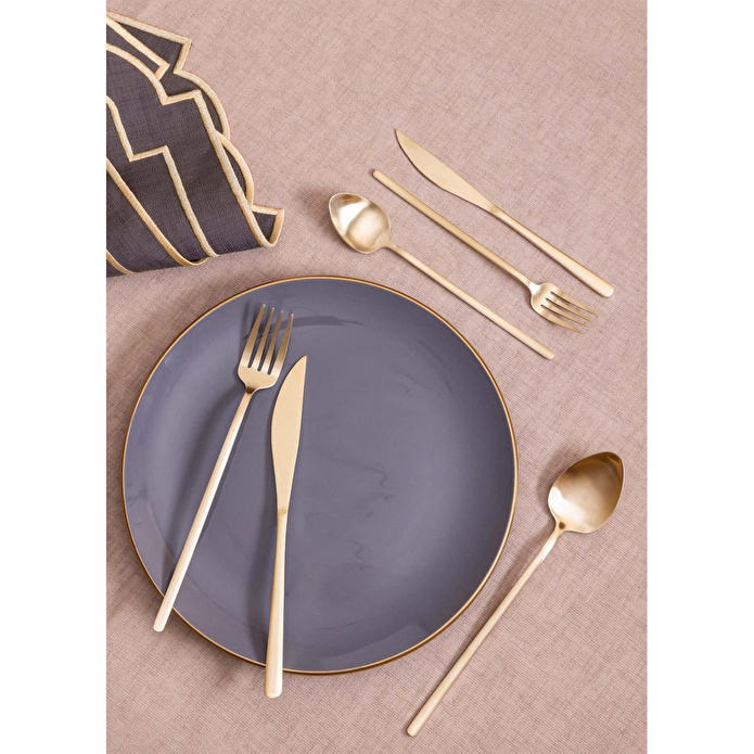 The Mia Giallo Çatal Kaşık Bıçak Takımı Mat Gold 36 Parça