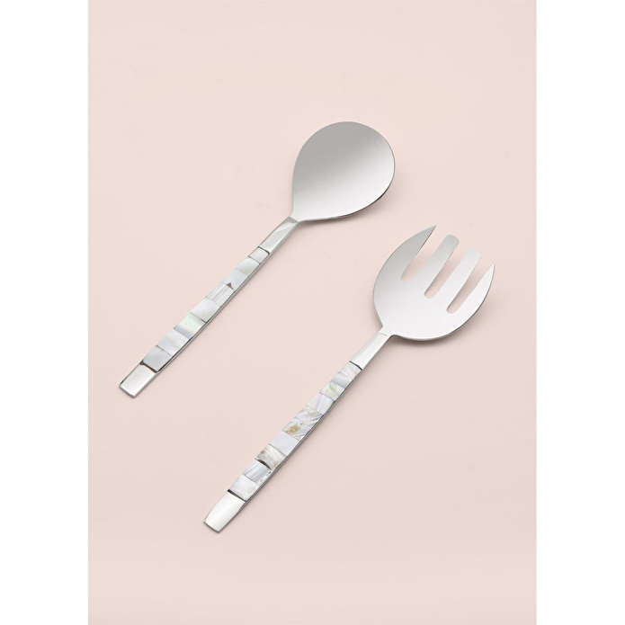 The Mia Pearl Salata Servis Takımı White 2 Parça