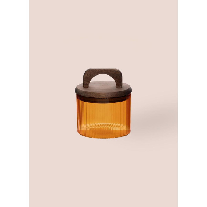 The Mia Akasya Kulplu Cam Kavanoz Amber 350 Ml