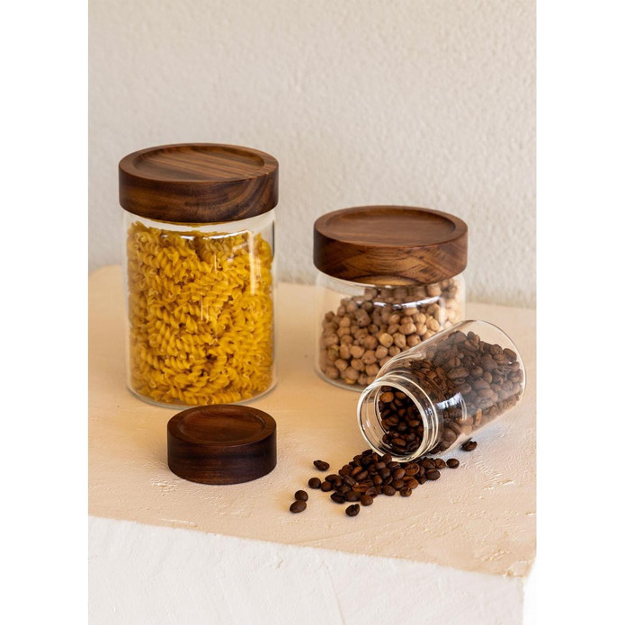 The Mia Akasya Yuvarlak Cam Kavanoz 850 Ml