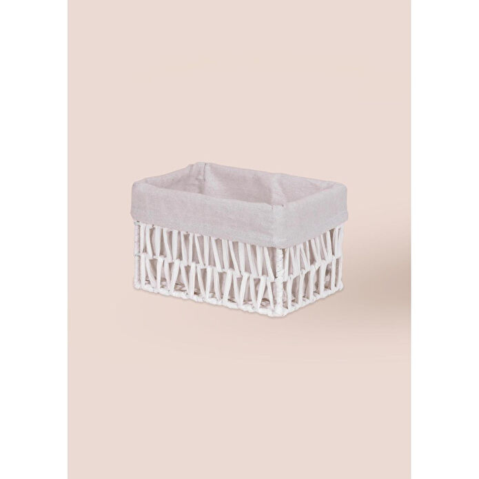 The Mia Cesta Hasır Organizer Sepet Beyaz 22x14x13 Cm